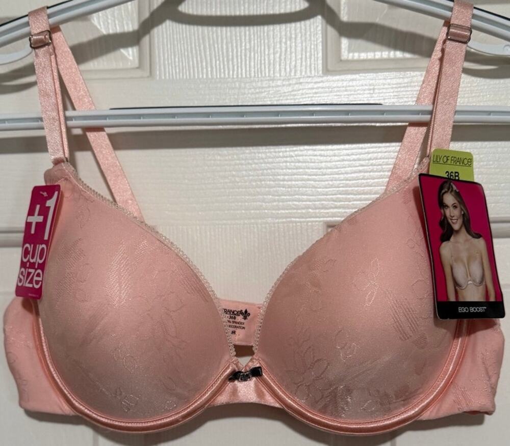 Lily of France Women's Ego Boost Shy Blush Push Up Underwire Bra Size 36B